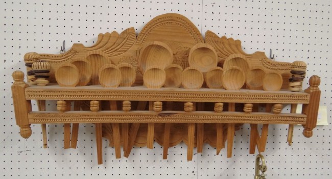 Primitive wooden utensil rack