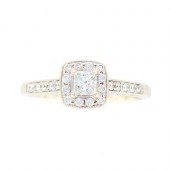 PRINCESS CUT DIAMOND HALO ENGA