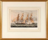 PRINT OF A NAVAL BATTLE SCENE