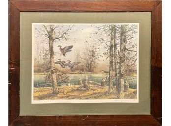 Print of game fowl in autumn
