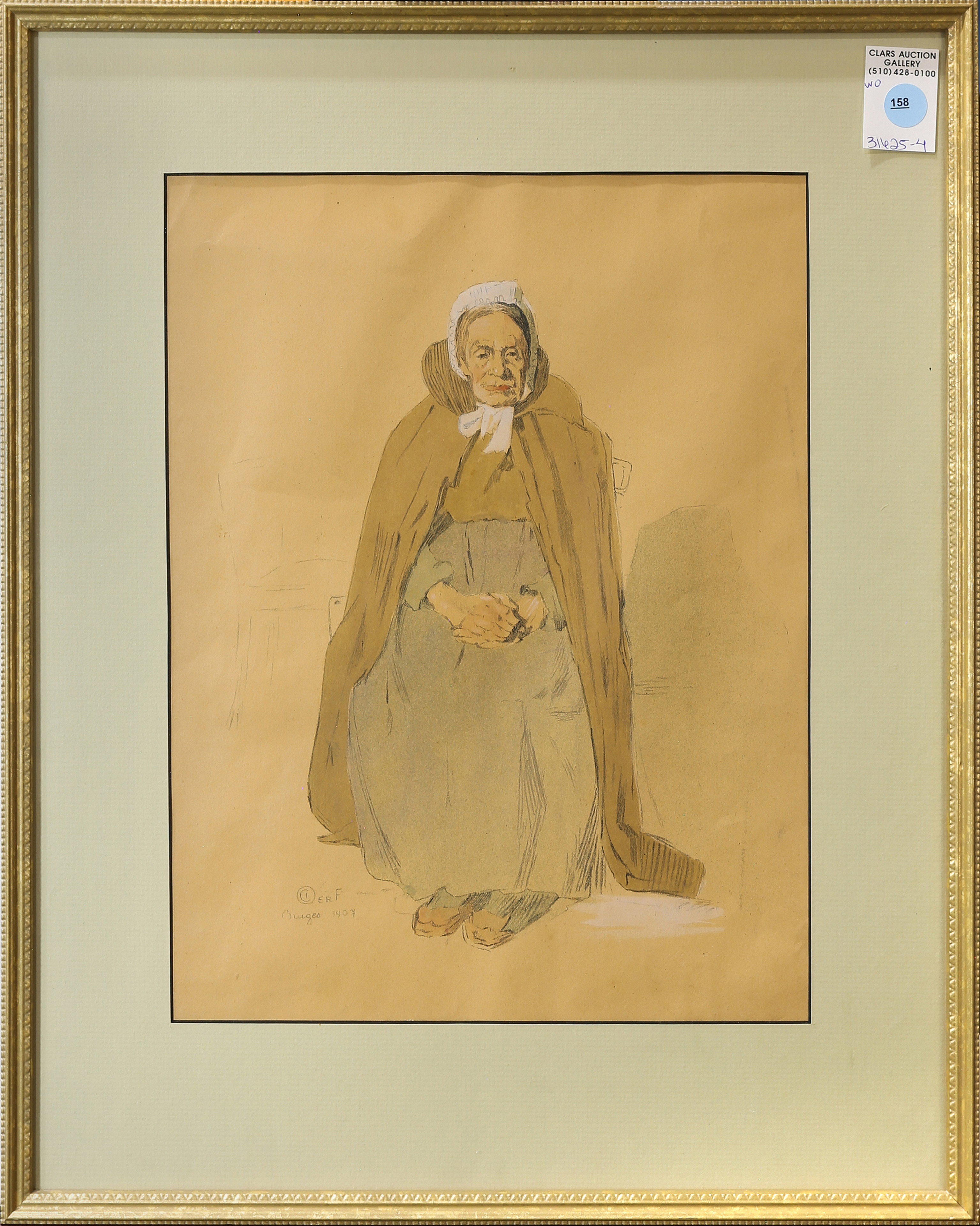 PRINT, SEATED WOMAN French School