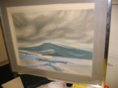 PRINT  WINTER SCENE WITH MOUNT