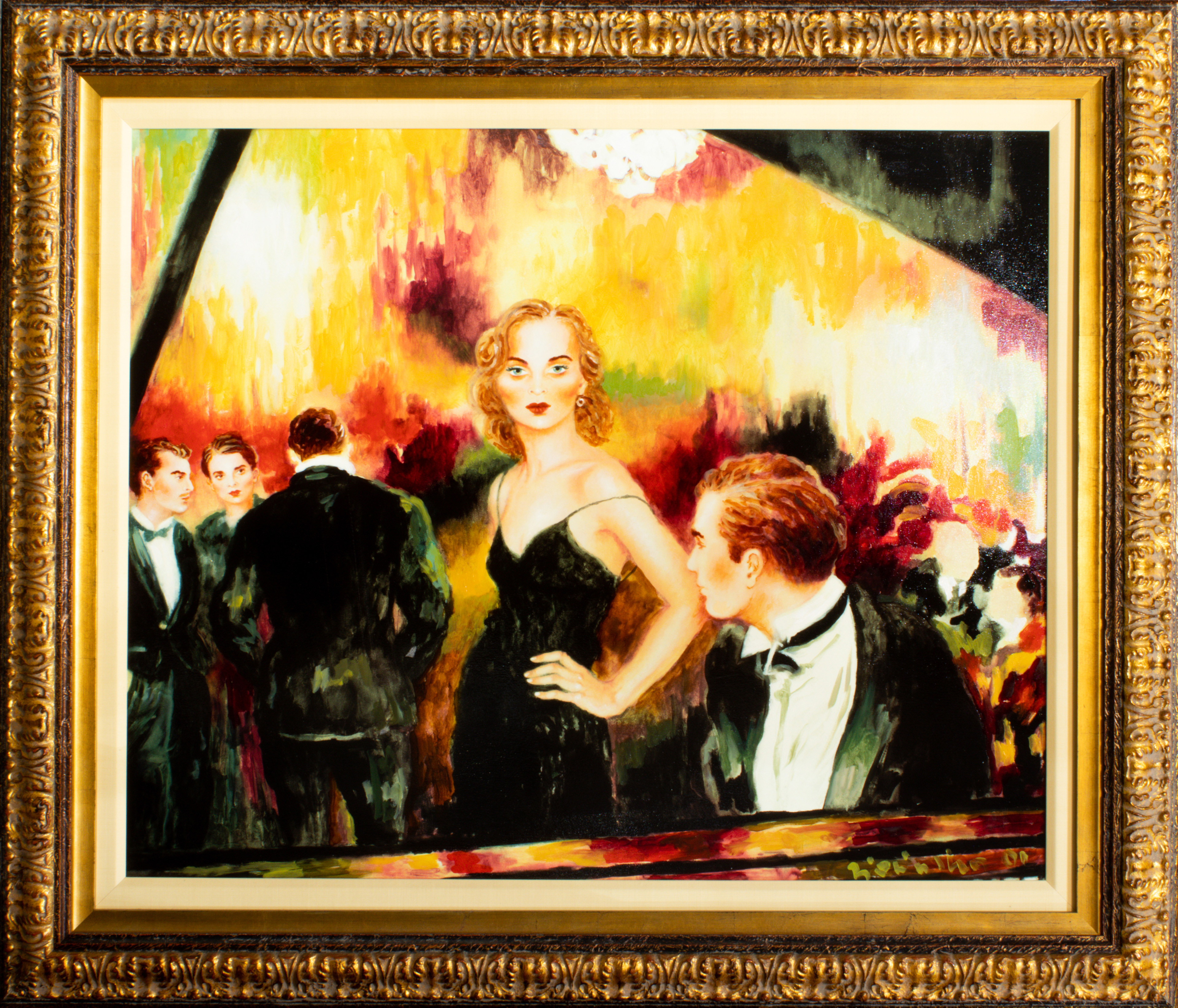 PRINT, WOMAN WITH PIANO PLAYER