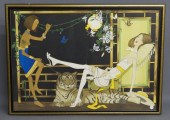Print women with tiger signed