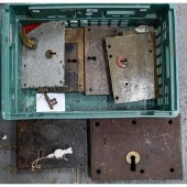 Prison. Six cell door locks, f