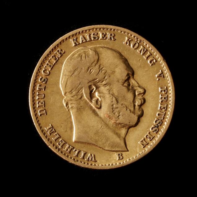 PRUSSIA, 1875B GOLD 10 MARK Fine,