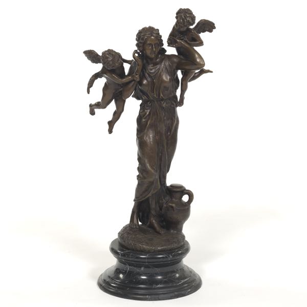 PSYCHE WITH PUTTI 26 ½" Cast bronze