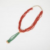 PUEBLO 7 STRAND CORAL NECKLACE