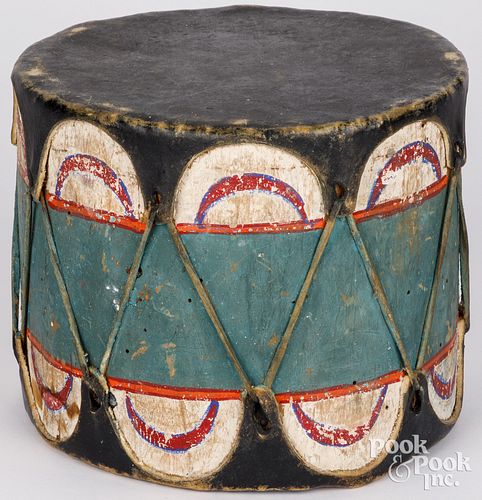 PUEBLO INDIAN PAINTED DRUM, EARLY