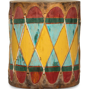 Pueblo Painted Drum mid-20th