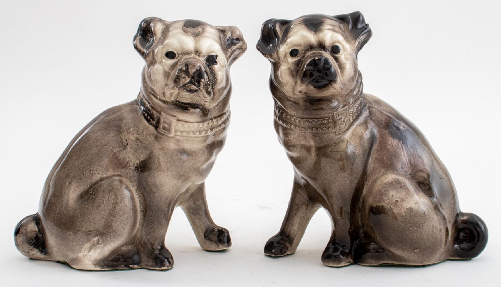 PUG PORCELAIN FIGURINE, 2 Pair of