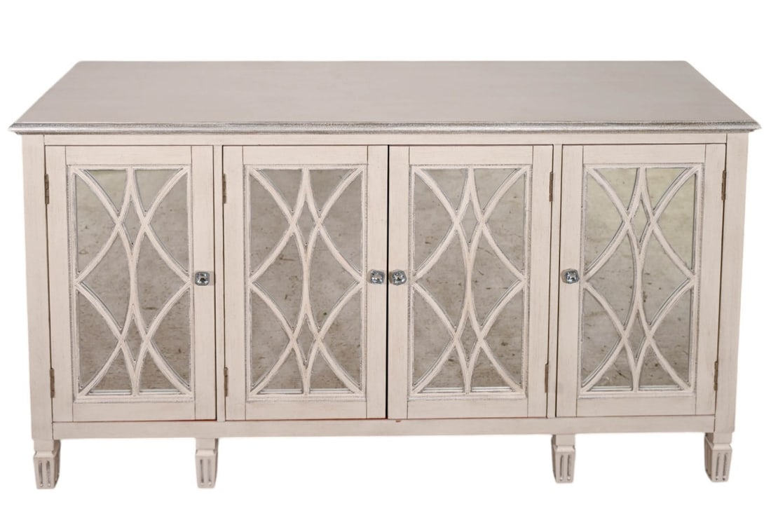 PULASKI WHITE PAINTED MIRRORED DOOR