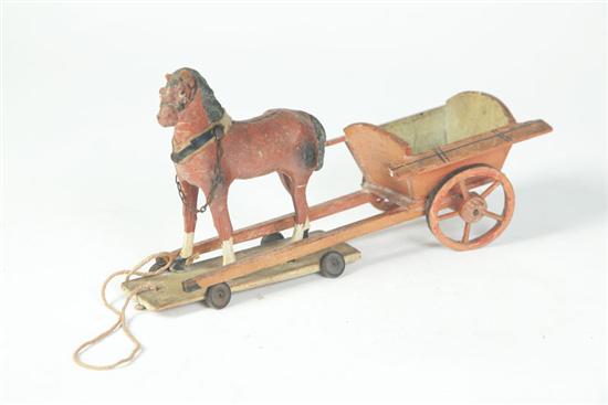 PULL TOYS.  Composition and wood 