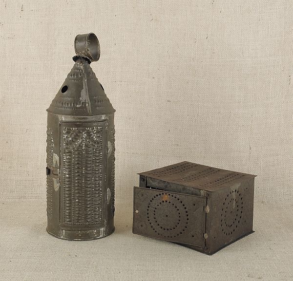 Punch tin lantern 19th c. 16" h.