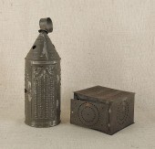 Punch tin lantern 19th c. 16"