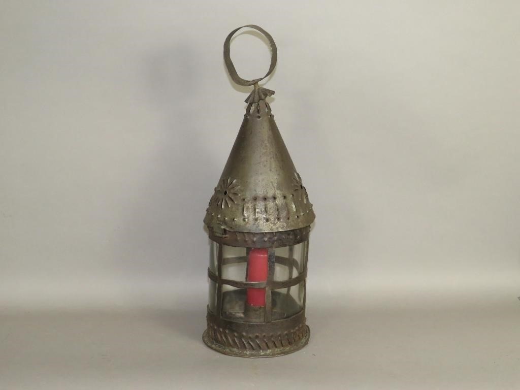 PUNCHED TIN CANDLE LANTERNca.