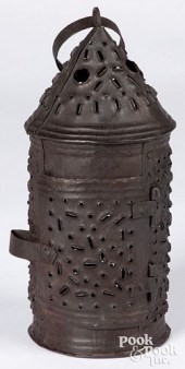PUNCHED TIN LANTERN, 19TH C.,