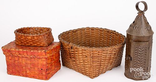 PUNCHED TIN LANTERN, 19TH C.Punched