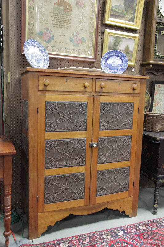 PUNCHED TIN PIE SAFE. Pine with