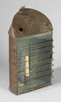 Punched tin sconce lantern,
