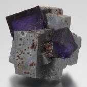 PURPLE FLUORITE IN PYRITE MINE
