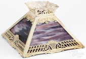 PURPLE SLAG GLASS LAMP SHADE,