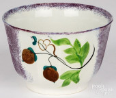 PURPLE SPATTERWARE ACORN BOWL,