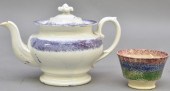 Purple spatterware teapot 6"h