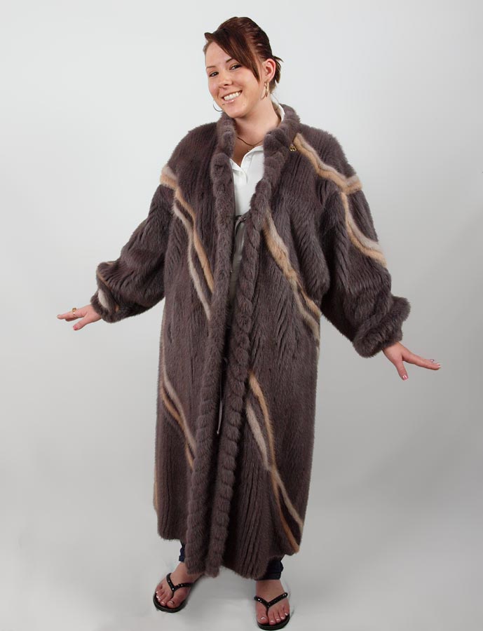 PURPLE STRIPED MINK FUR FULL LENGTH