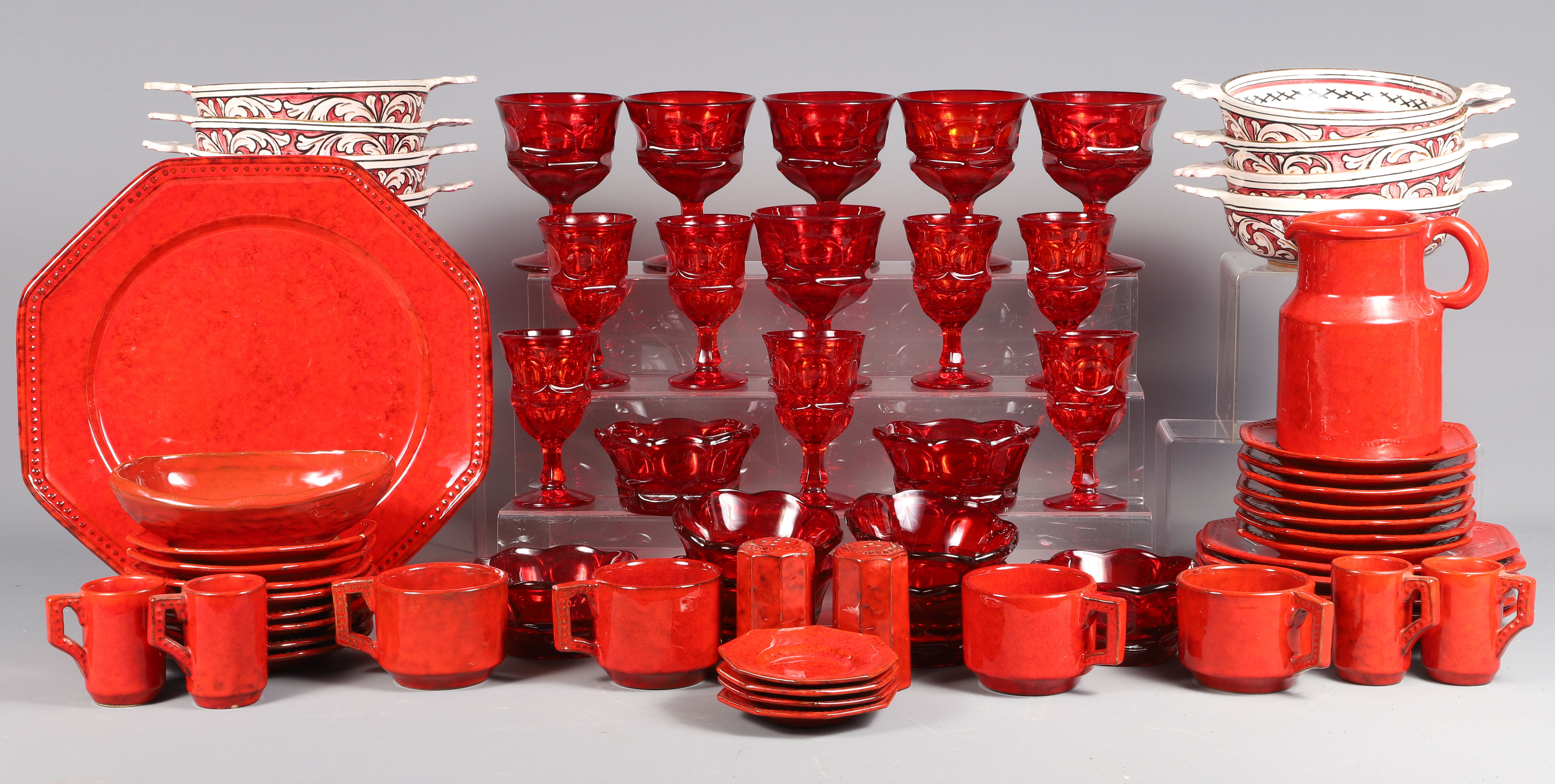 PV Pottery Dinnerware, Red