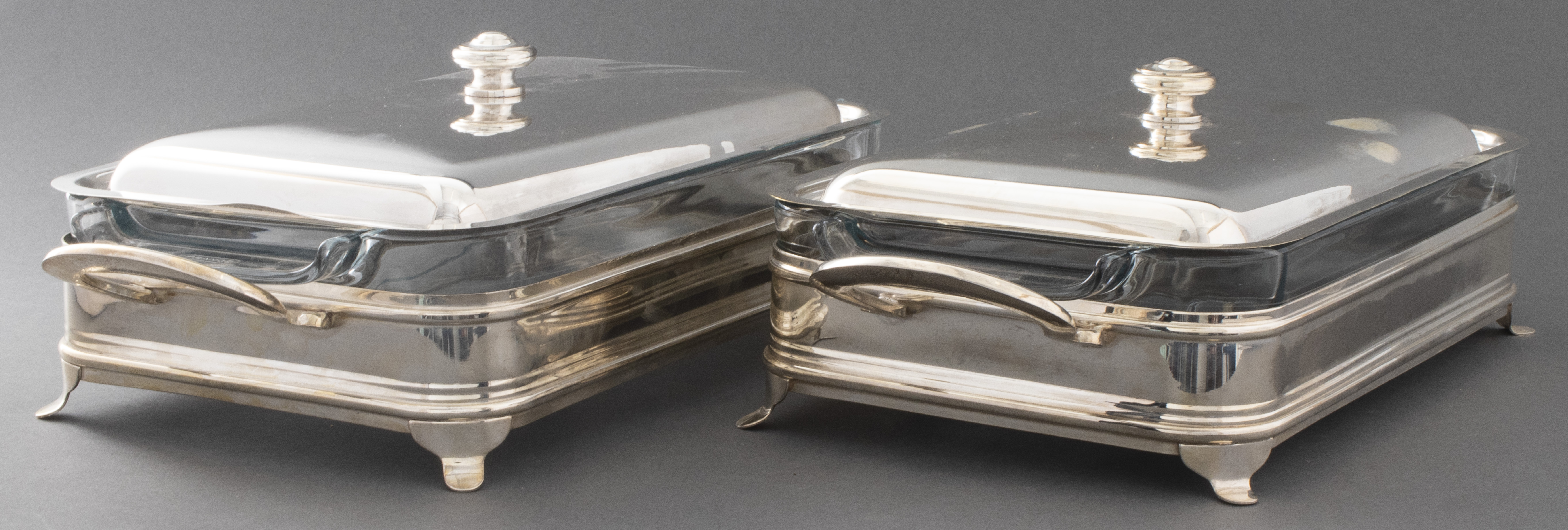 PYREX CHAFFING DISHES W/SILVER