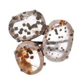 PYRITE-IN-QUARTZ, SILVER RING<
