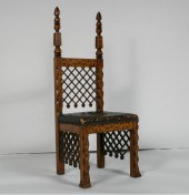 Pyrography folk art chair; hon