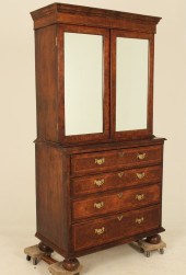 Q.A. WALNUT MIRRORED DOOR SECR