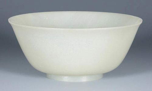 QIANLONG WHITE JADE BOWL, 6 3/4"