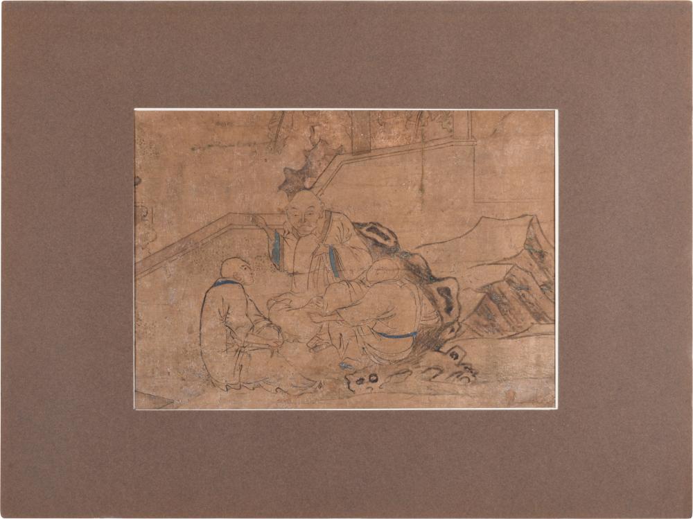 QING DYNASTY , THREE MONKS IN A