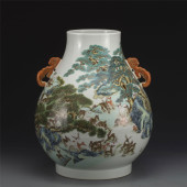 QING FAMILLE ROSE HUNDRED DEER
