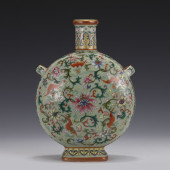 QING FAMILLE ROSE MOON FLASK,
