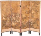 QING HANDPAINTED 4-PANEL SCREE