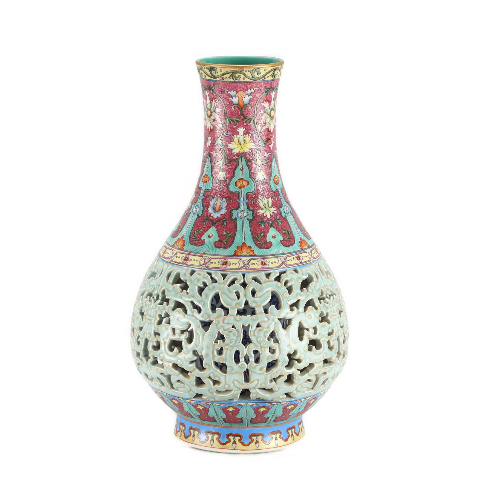 QING QIANLONG FAMILLE ROSE HOLLOW