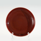 QING QIANLONG JI RED PLATE<br>