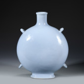 QING SKY BLUE GLAZED MOON VASE