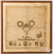 QUAKER SILK ON LINEN SAMPLER,