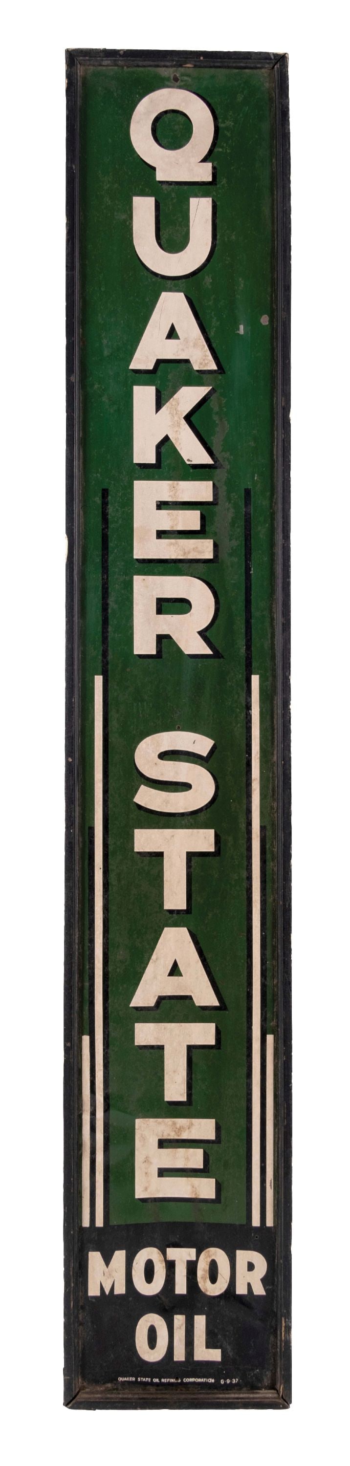 QUAKER STATE MOTOR OIL TIN SIGN