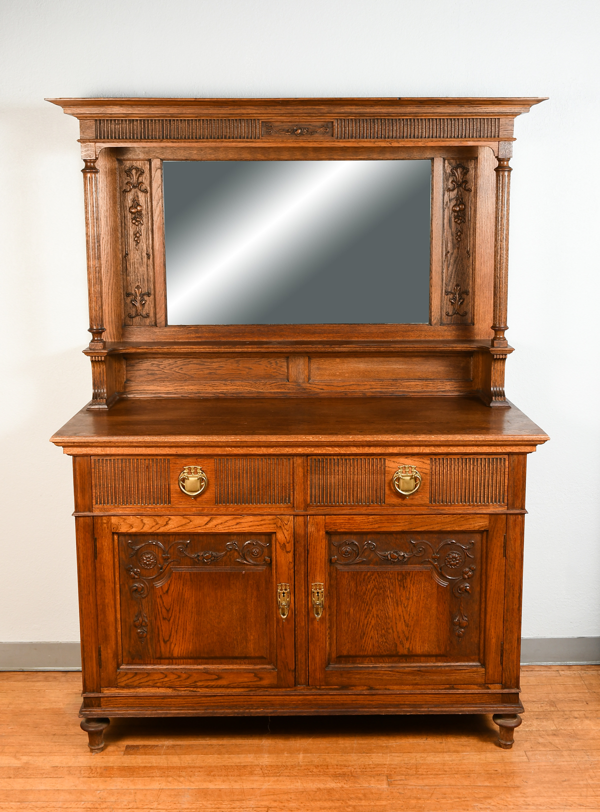 QUARTER-SAWN OAK MIRROR BACK BAR: A