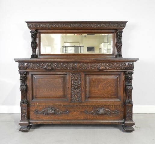 QUARTER-SAWN OAK SIDEBOARD, LATE