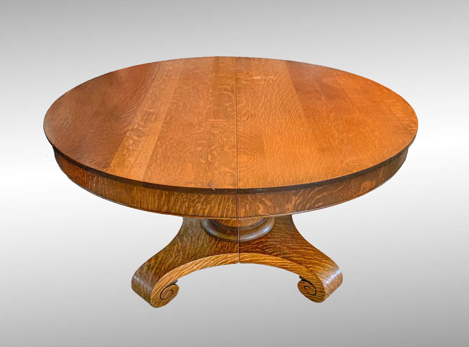 QUARTER SAWN OAK TABLE WITH LEAF: