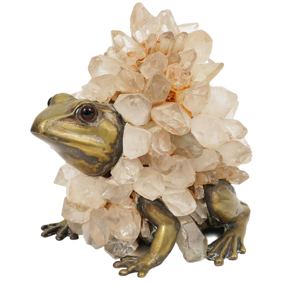QUARTZ & BRONZE FROG ATTR. TO