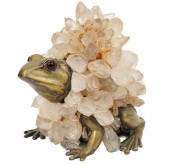 QUARTZ & BRONZE FROG ATTR. TO