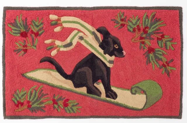 QUEBEC HOOKED CHRISTMAS RUG, CA.